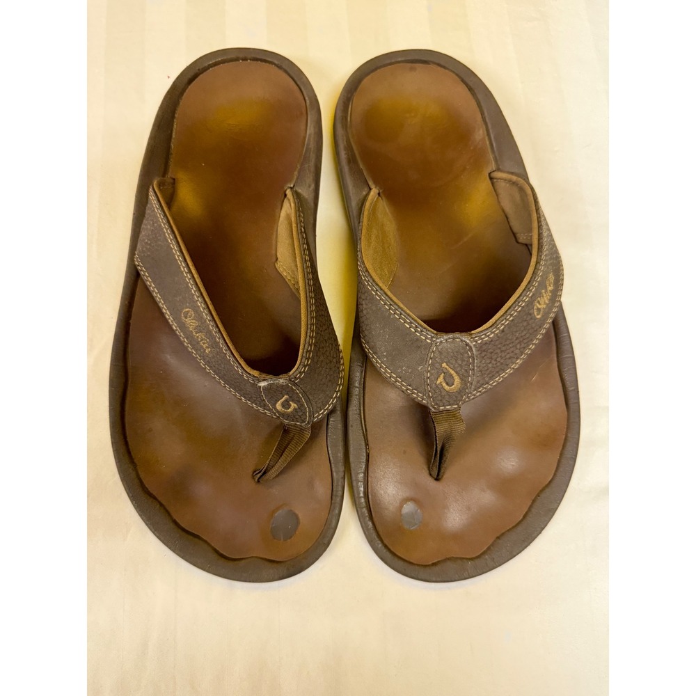 Olukai Ohana Brown Men's Flip Flop Sandals Size 9 Resort Vacation Beach Thong